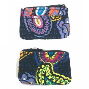 Vera Bradley Coin Purse In Twilight Paisley, Black, Pink